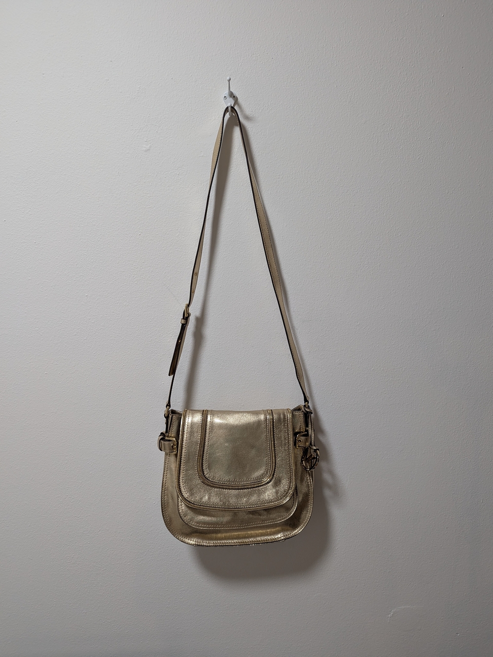 Michael Kors Metallic Gold Fold-Front Crossbody Bag